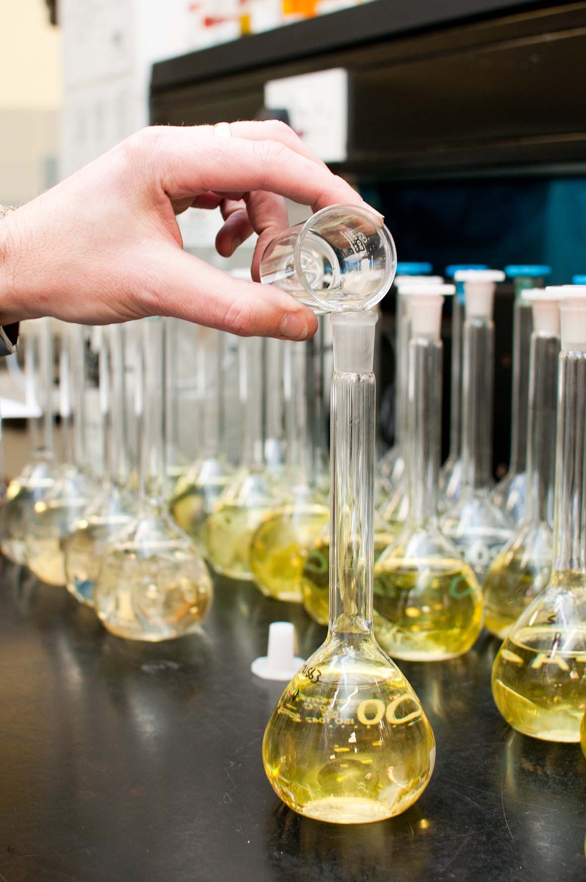 Volumetric flasks in the laboratory