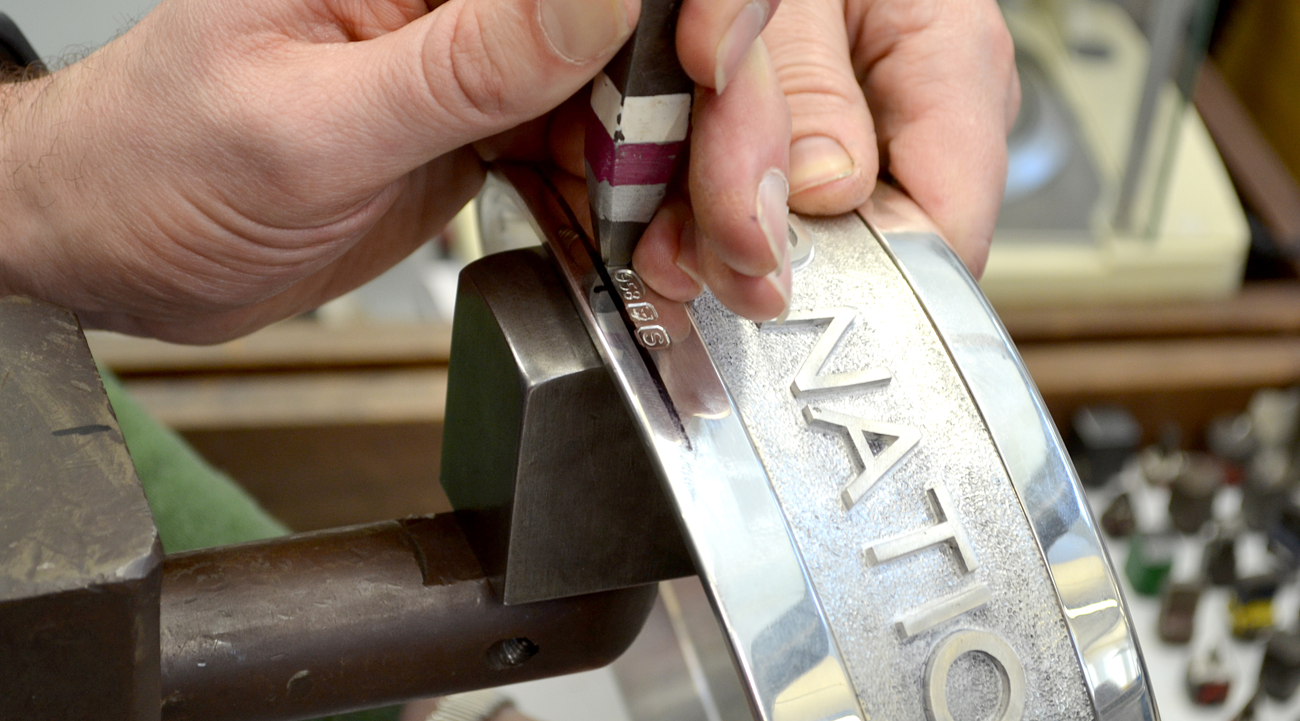 The base of the trophy received the Full Traditional UK Hallmark (five marks)