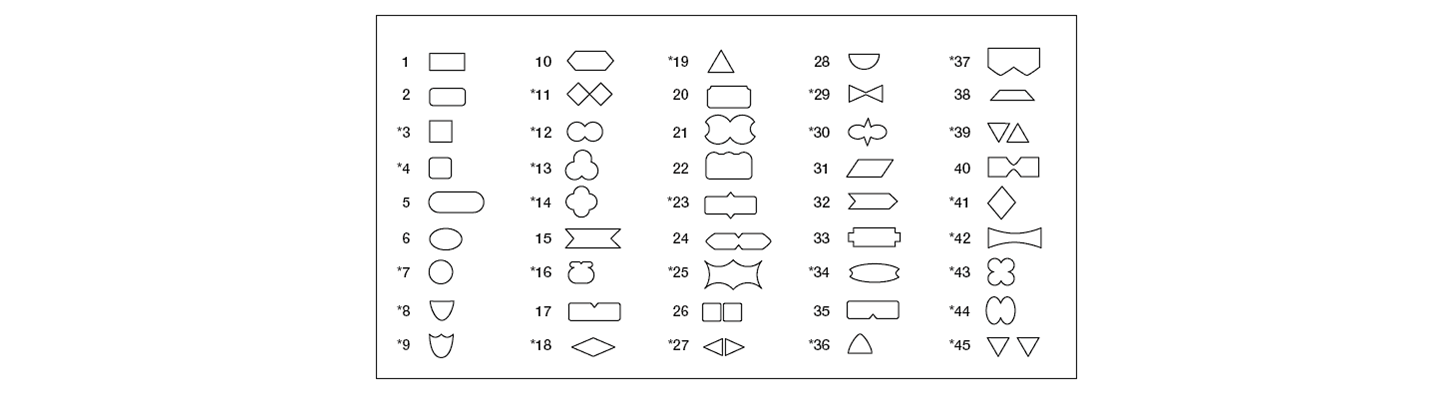 Shield Designs - * indicates those sponsor marks unable to be made less than 1.00mm